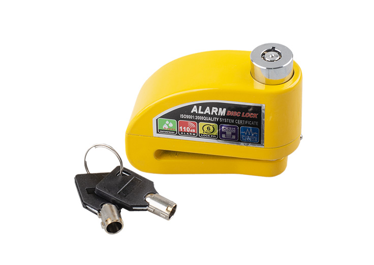 CANDADO DISCO DE FRENO C/ALARMA PERNO 6MM AMARILLO NSU