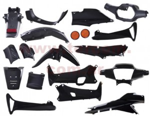 KIT PLASTICOS COMPL. HONDA WAVE M/N NEGRO 13PCS NSU