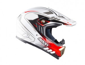 CASCO CROSS B600 C/GRAFICA BLANCO/ROJO BRILL. T/L BEON